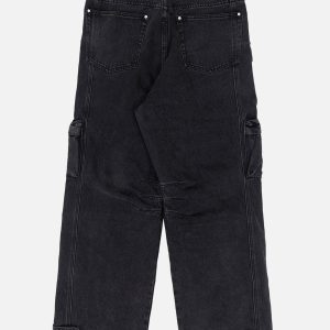 Concert Outfit Multi-Pocket Wide-Leg Jeans