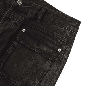 Concert Outfit Multi-Pocket Zipper Design Washed Hip-Hop Jeans