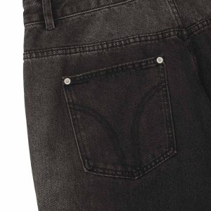 Concert Outfit Multi-Pocket Zipper Design Washed Hip-Hop Jeans