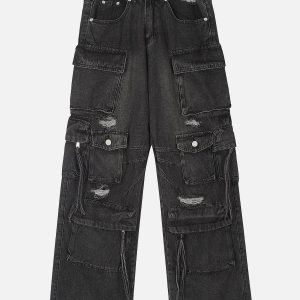 Concert Outfit Multiple Pockets Washable Jeans