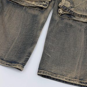 Concert Outfit Multiple Pockets Washed Jeans