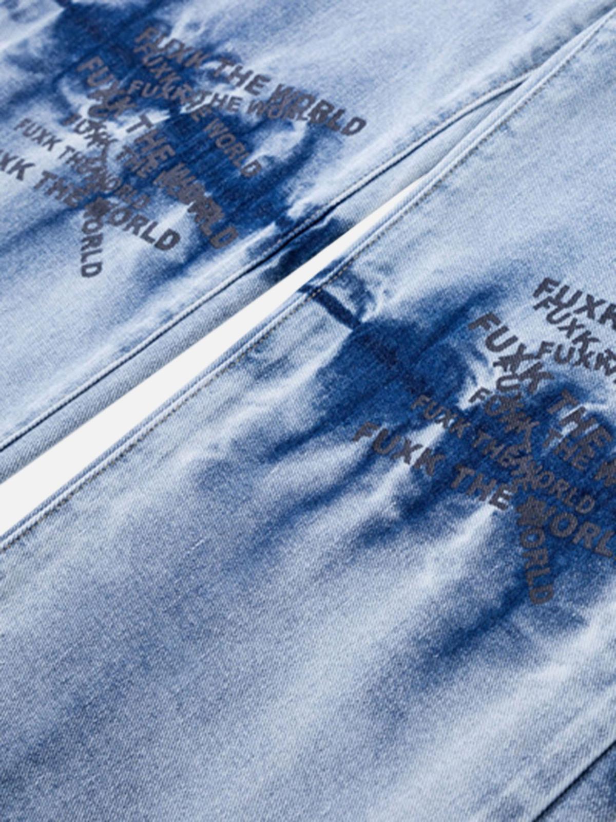 Concert Outfit Niche Design Letter Embroidered Tie-Dye Gradient Jeans Concert Outfit Niche Design Letter Embroidered Tie-Dye Gradient Jeans