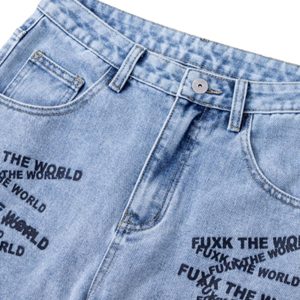 Concert Outfit Niche Design Letter Embroidered Tie-Dye Gradient Jeans