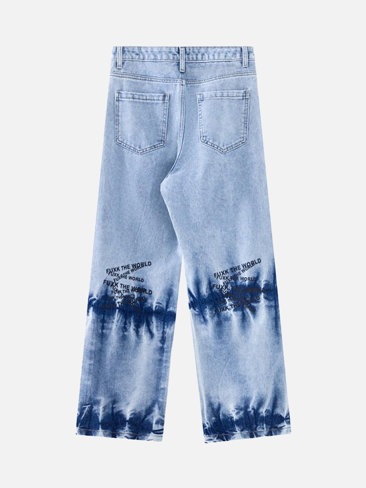 Concert Outfit Niche Design Letter Embroidered Tie-Dye Gradient Jeans Concert Outfit Niche Design Letter Embroidered Tie-Dye Gradient Jeans