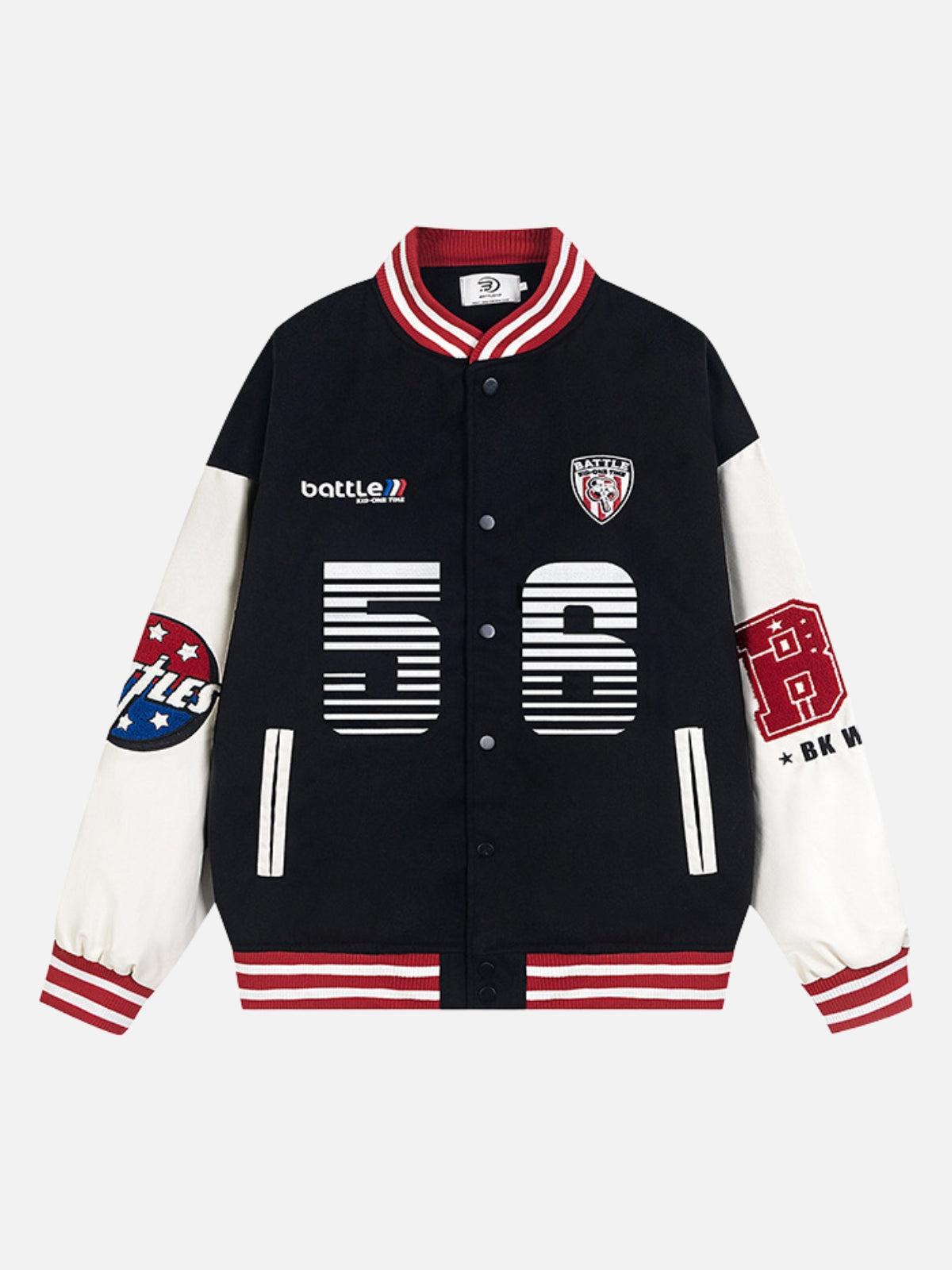 Concert Outfit Number 56 Embroidered PU Baseball Jacket Concert Outfit Number 56 Embroidered PU Baseball Jacket