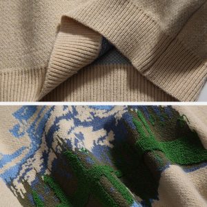 Concert Outfit Oil Painting Mountain Sweater