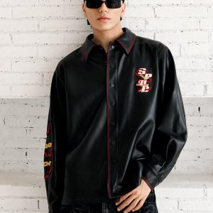 Concert Outfit Original Embroidered Leather Shirt