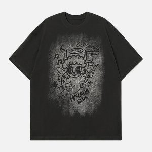 Concert Outfit Oversized Angel Graphic T-Shirt