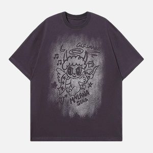 Concert Outfit Oversized Angel Graphic T-Shirt