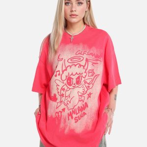 Concert Outfit Oversized Angel Graphic T-Shirt