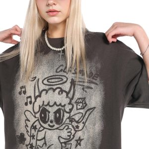 Concert Outfit Oversized Angel Graphic T-Shirt