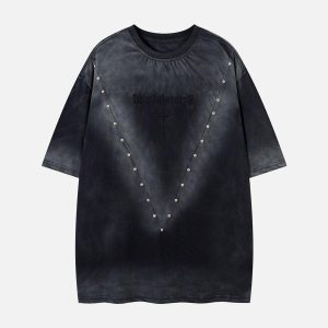 Concert Outfit Oversized Cross and Studed T-Shirt