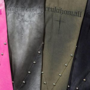 Concert Outfit Oversized Cross and Studed T-Shirt