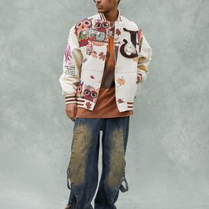 Concert Outfit Owl Patch Embroidered Baseball Jersey