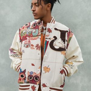 Concert Outfit Owl Patch Embroidered Baseball Jersey