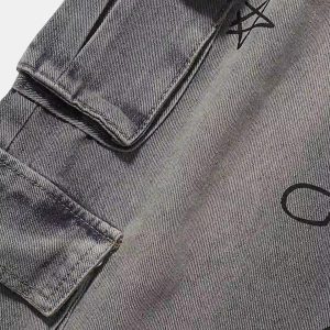 Concert Outfit Painted Washed Multi-Pocket Cargo Jeans