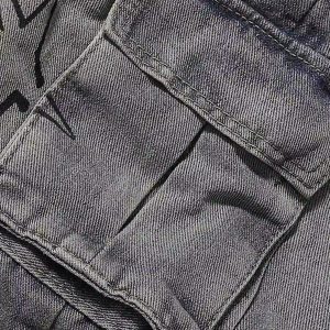 Concert Outfit Painted Washed Multi-Pocket Cargo Jeans