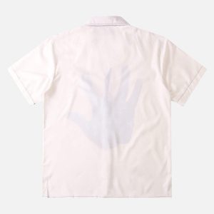 Concert Outfit Palm Digital Print Loose Lapel Short Sleeve Shirt