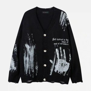 Concert Outfit Palm Graffiti Cardigan
