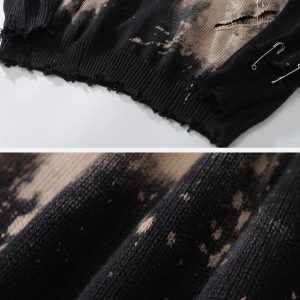 Concert Outfit Paperclip Broken Design Knit Sweater