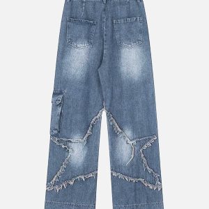 Concert Outfit Patch Embroidered Straight-Leg Jeans