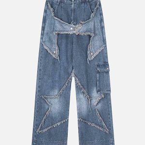 Concert Outfit Patch Embroidered Straight-Leg Jeans