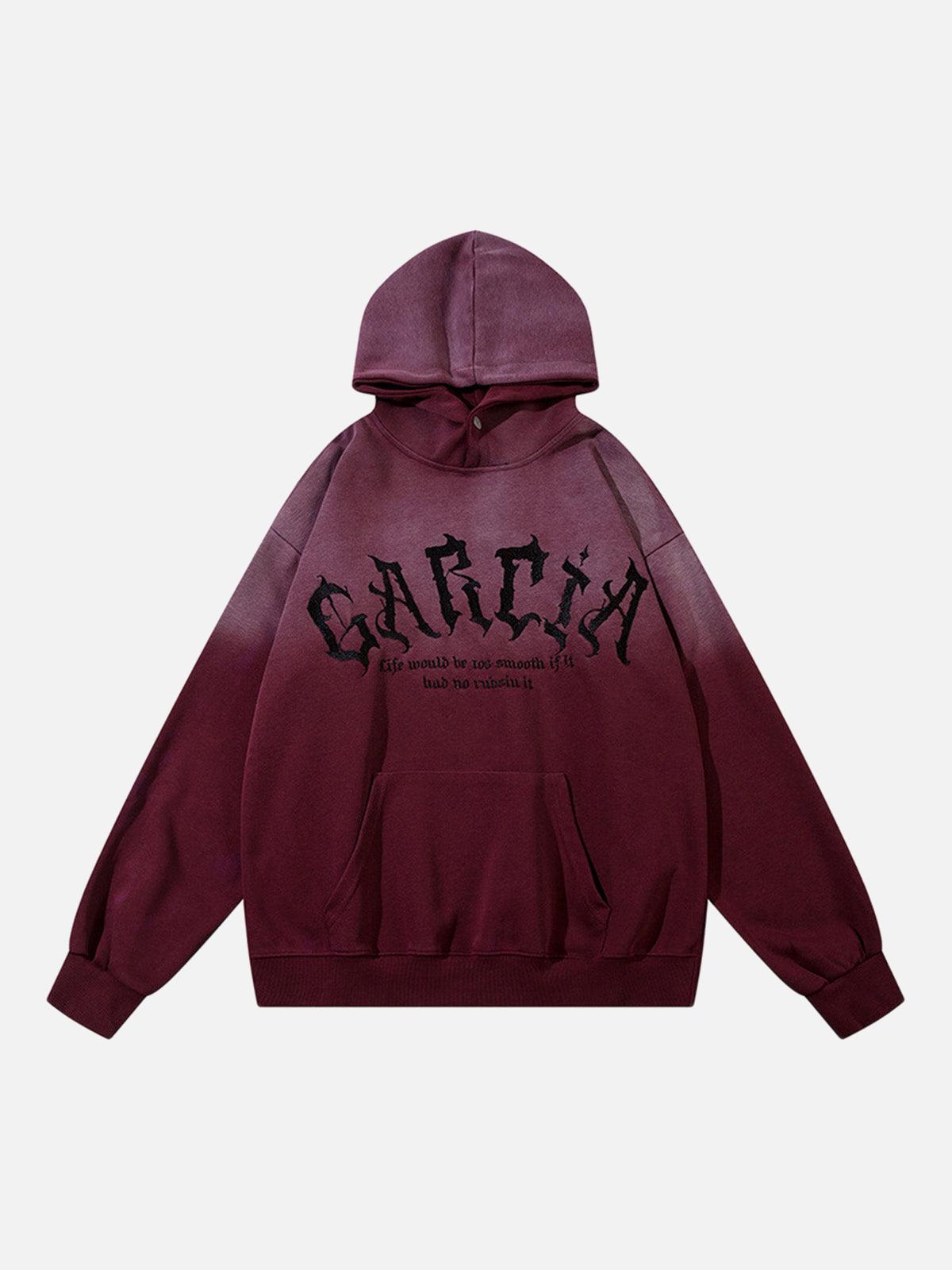 Concert Outfit Patch Lettering Embroidered Gradient Color Hoodie Concert Outfit Patch Lettering Embroidered Gradient Color Hoodie