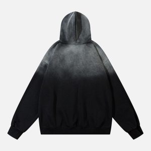 Concert Outfit Patch Lettering Embroidered Gradient Color Hoodie