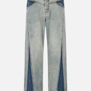 Concert Outfit Patchwork Color Blocking Jeans