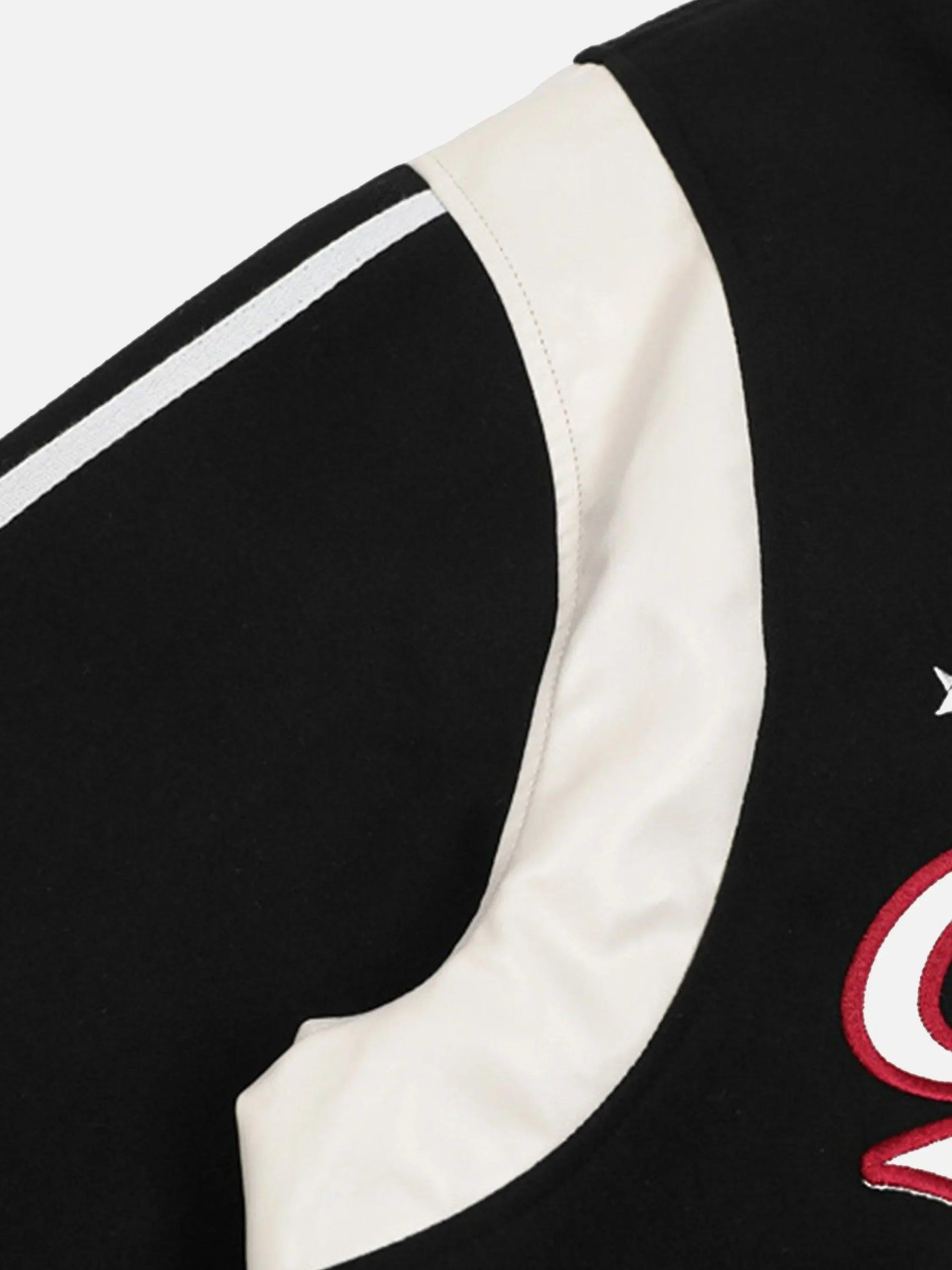 Concert Outfit Patchwork Contrast Embroidered Baseball Jacket Concert Outfit Patchwork Contrast Embroidered Baseball Jacket