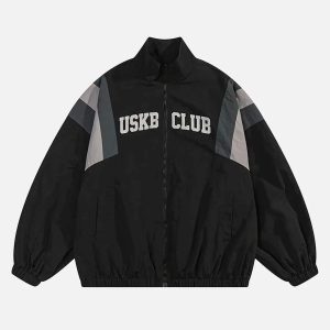 Concert Outfit Patchwork Contrasting Windbreaker Jacket