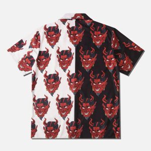 Concert Outfit Patchwork Devil Short Sleeve Shirt
