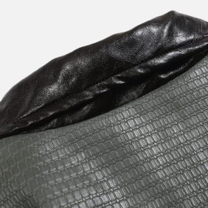 Concert Outfit Patchwork Faux Leather Jacket