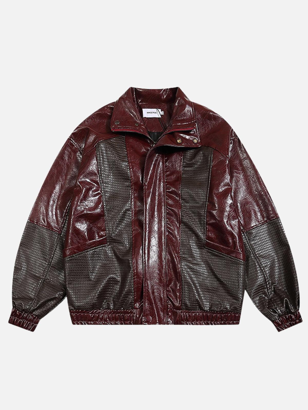 Concert Outfit Patchwork Faux Leather Jacket Concert Outfit Patchwork Faux Leather Jacket