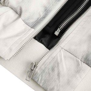 Concert Outfit Patchwork Faux Two-Piece Gradient Hooded Bomber Jacket