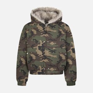 Concert Outfit Patchwork Fur Hooded Quilted Jacket