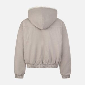 Concert Outfit Patchwork Fur Hooded Quilted Jacket