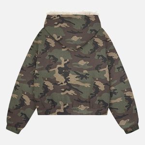 Concert Outfit Patchwork Fur Hooded Quilted Jacket