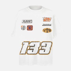 Concert Outfit Patchwork Graphic Print Oversized Tee