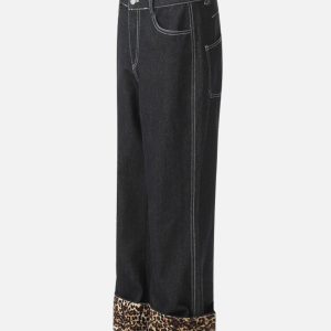 Concert Outfit Patchwork Leopard Print Jeans