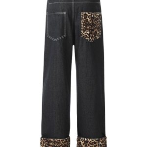 Concert Outfit Patchwork Leopard Print Jeans