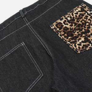 Concert Outfit Patchwork Leopard Print Jeans
