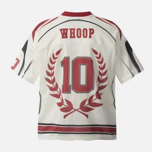 Concert Outfit Patchwork Mesh letter Print Jersey T-Shirt