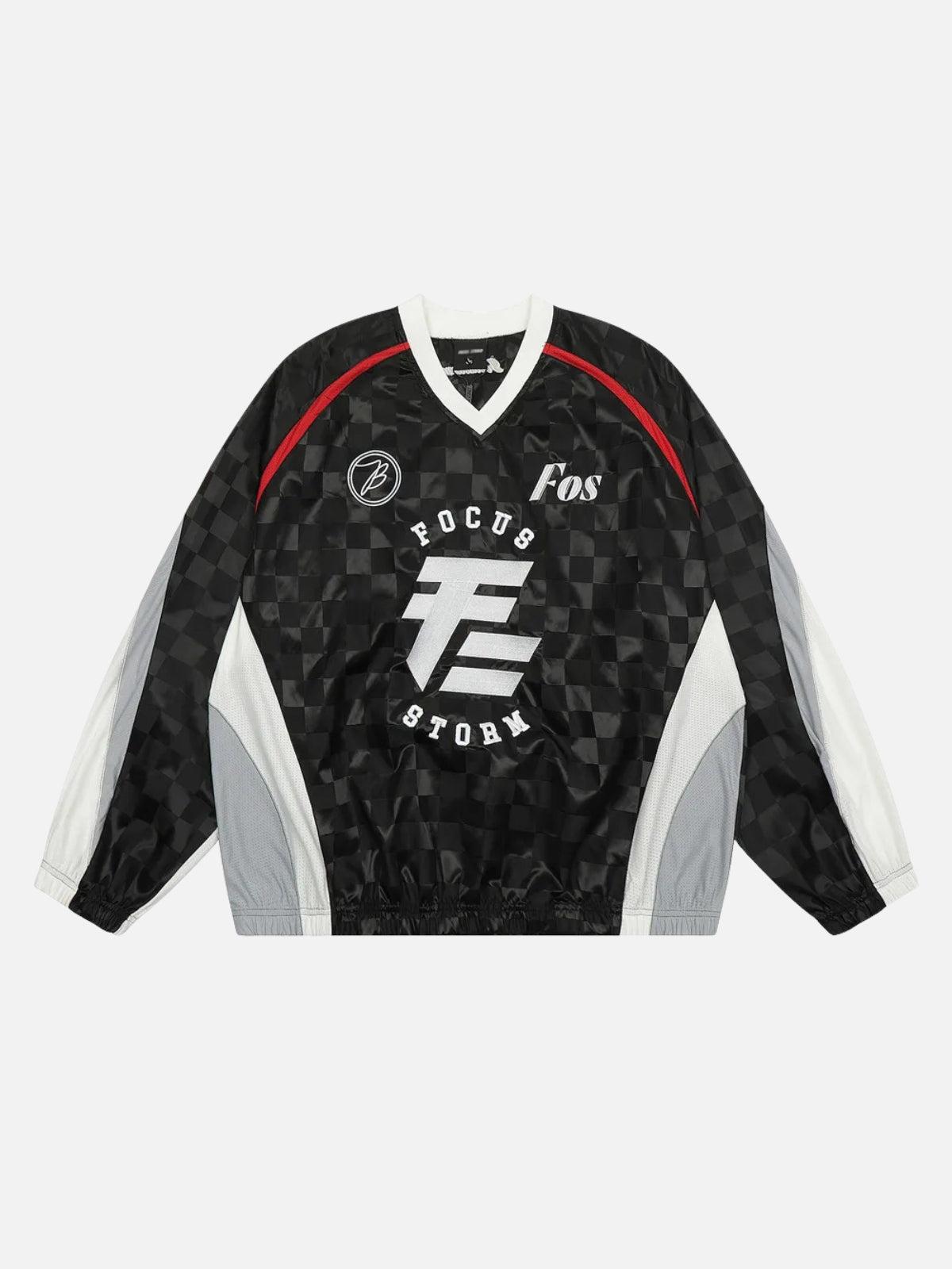 Concert Outfit Patchwork Plaid Jersey Sweatshirt Concert Outfit Patchwork Plaid Jersey Sweatshirt