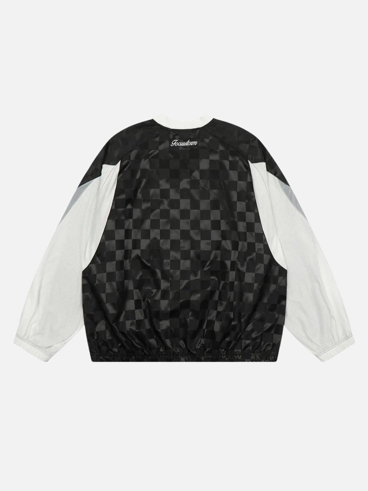 Concert Outfit Patchwork Plaid Jersey Sweatshirt Concert Outfit Patchwork Plaid Jersey Sweatshirt