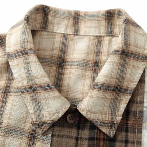 Concert Outfit Patchwork Plaid Short-Sleeve Shirt