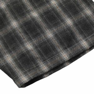 Concert Outfit Patchwork Plaid Short-Sleeve Shirt