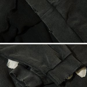 Concert Outfit Patchwork Print Tooth Washed Hoodie