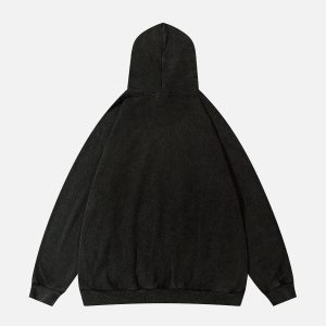 Concert Outfit Patchwork Print Tooth Washed Hoodie