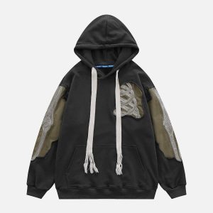 Concert Outfit Patchwork Skeleton Hoodie